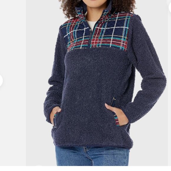 Vera Bradley Teddy Fleece Pullover Tartan Plaid - Picture 1 of 9